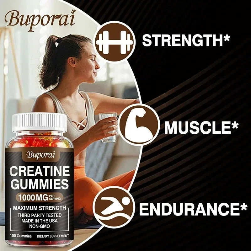 Gummies de créatine monohydrate - Booste l'énergie, développe la masse musculaire et améliore les performances sportives