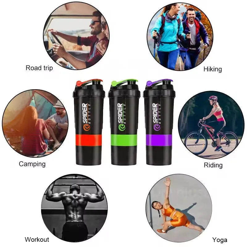 Shaker à 3 couches pour poudre de protéines, tasse à mélanger, bouteille de sport et fitness, cadeau, grande capacité, pour musculation