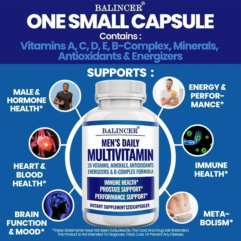 Multivitamine pour hommes - Contient des vitamines B12, B6, du zinc et du sélénium pour soutenir la coordination, la santé cardiaque, l'immunité et la prostate