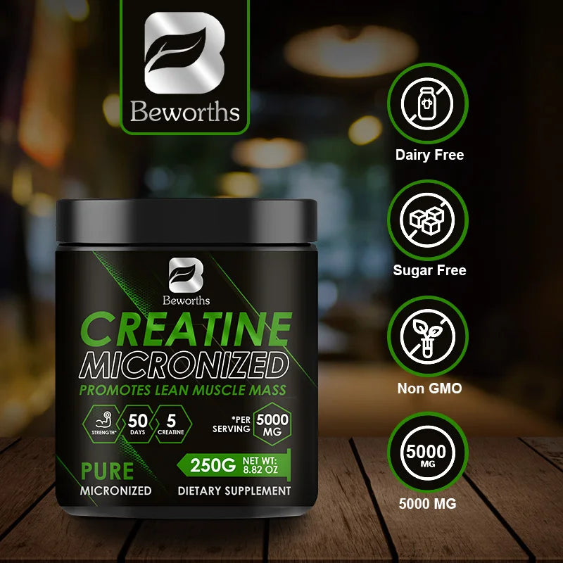 Micronized creatine supplement nutrition facts highlighting ATP production.