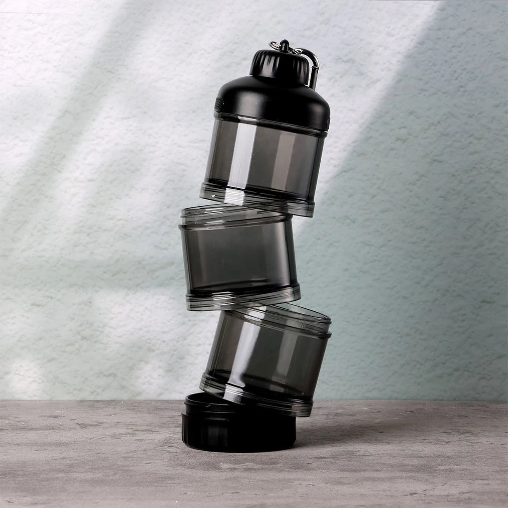 Distributeur de poudre protéinée avec boîte et boîte de rangement pour aliments en PC de qualité alimentaire, convient pour l'exercice en salle de sport, transparent