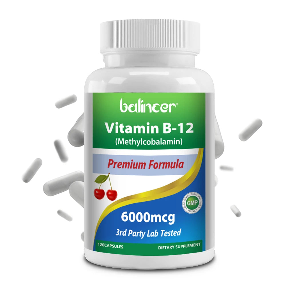 Vitamine B12 - Améliore l'humeur, améliore les fonctions cérébrales, renforce le système nerveux, augmente l'énergie, favorise le métabolisme, maintient la santé cardiaque