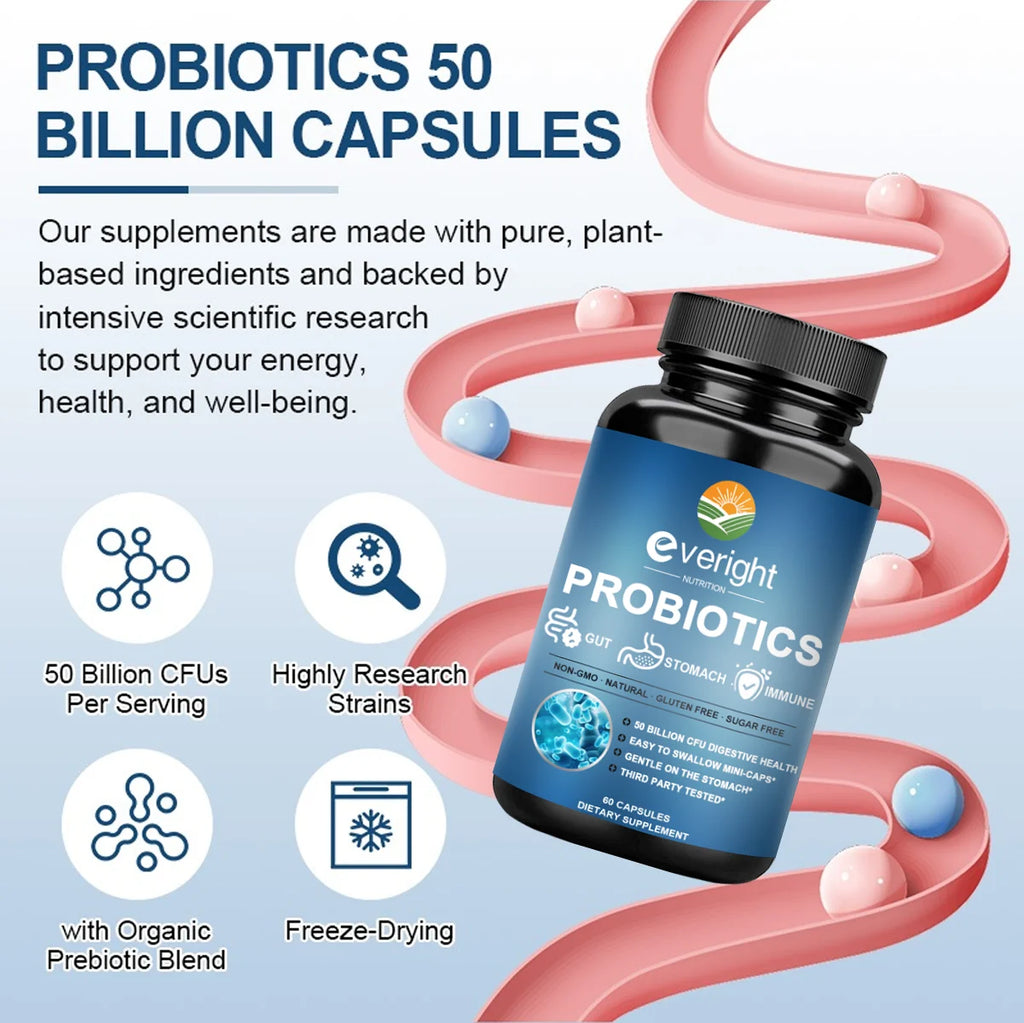 50 milliards d'UFC de probiotiques - Complément quotidien pour la santé digestive, féminine et intestinale, soulage les gaz et les ballonnements