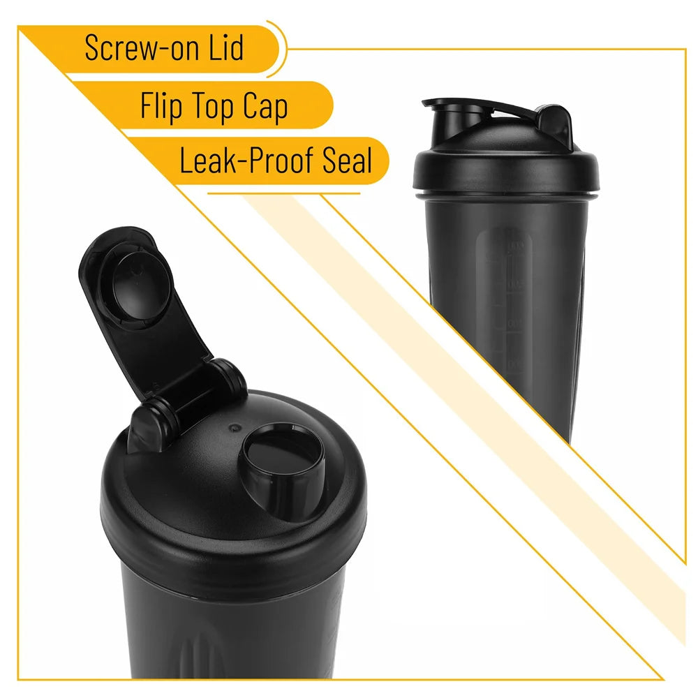 1x Shaker de protéines portable 600ml Bouteille de fitness avec boule mélangeuse en fil pour les amateurs de fitness, les athlètes, parfait pour la salle de sport en extérieur