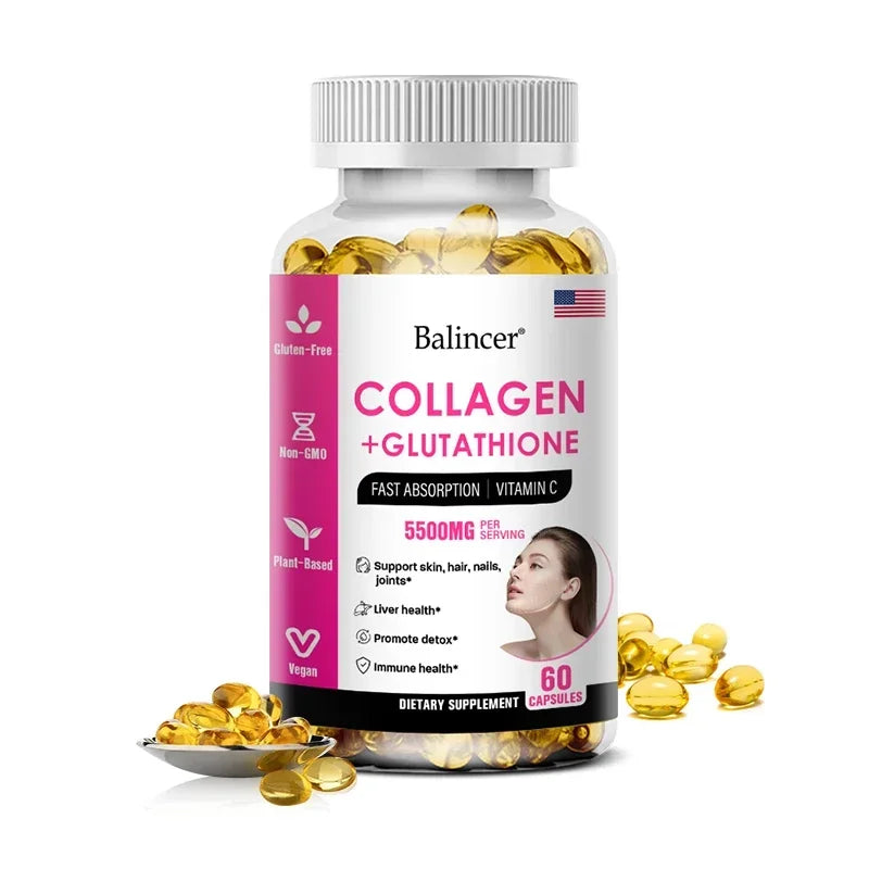 Complément de glutathion et de collagène, capsules blanchissantes antioxydantes, santé de la peau, nutrition profonde de la peau