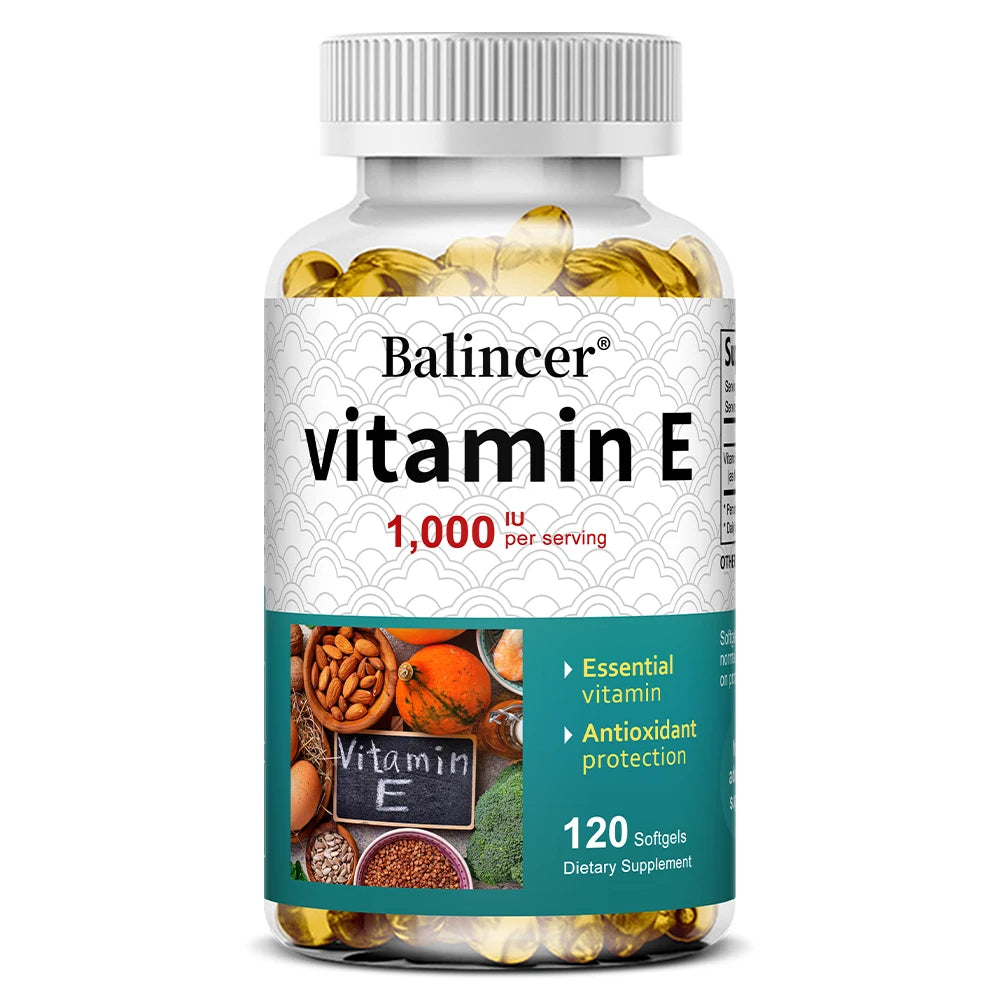 Vitamine E 1000 UI Gélule Molle - Supplément de Vitamine E, Support Antioxydant Essentiel, Soutient la Peau, le Cœur et la Santé Immunitaire