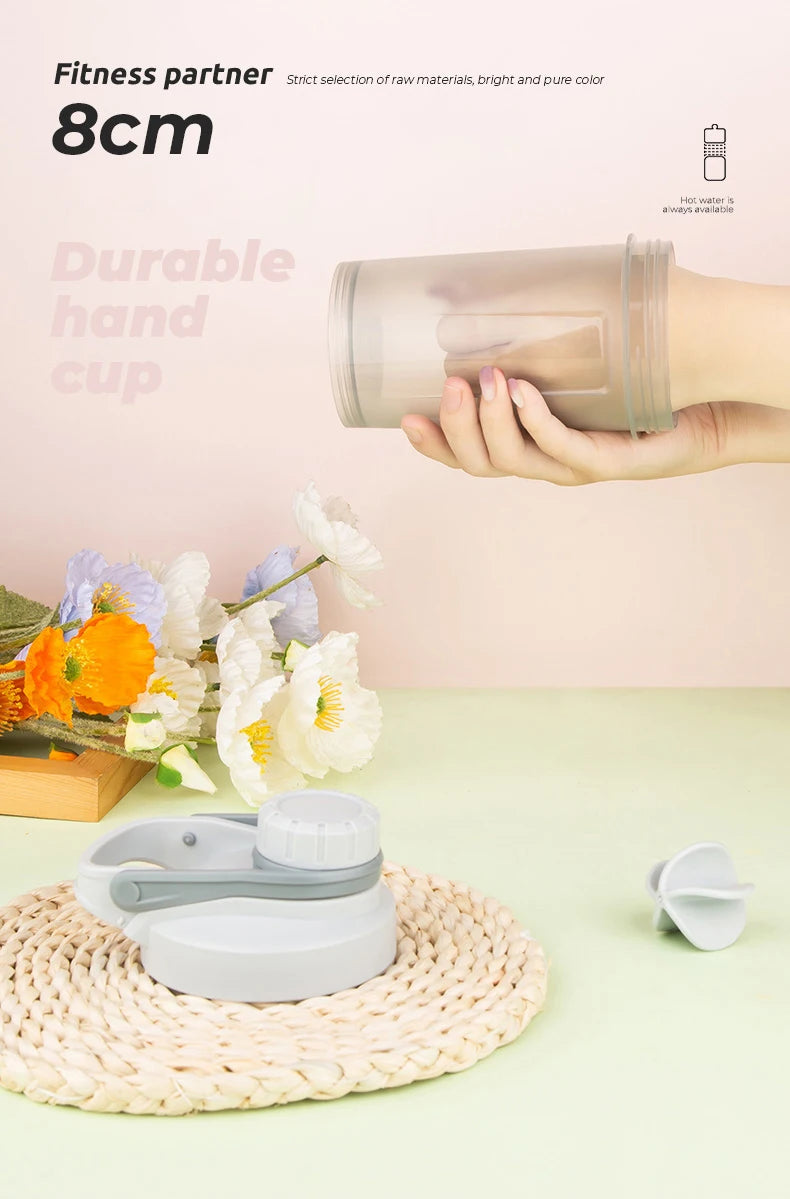 Bouteille d'eau de sport Shake Cup, tasse à boire créative en plastique, tasse de mélange à haute capacité pour poudre de protéines, lactosérum, milkshake