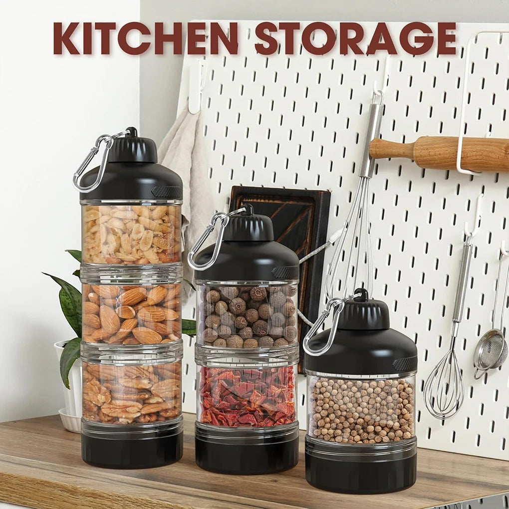 Distributeur de poudre protéinée avec boîte et boîte de rangement pour aliments en PC de qualité alimentaire, convient pour l'exercice en salle de sport, transparent