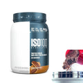 Gluten free whey isolate powder cookies and cream flavor in 650g packaging.