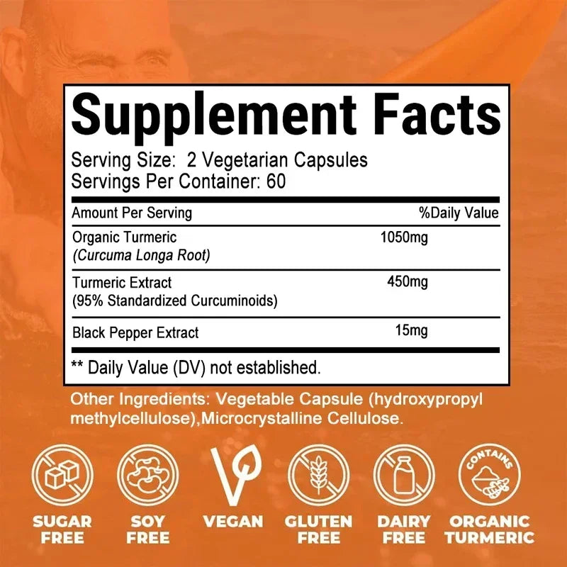 Turmeric curcumin with bioperine capsules for digestive health and radiant skin.