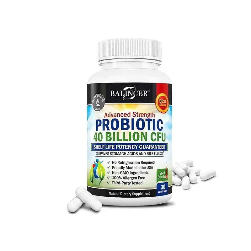 Probiotiques 40 Milliards d'UFC - Soutient la santé intestinale, favorise la digestion et l'absorption, reconstitue l'énergie, pour hommes et femmes