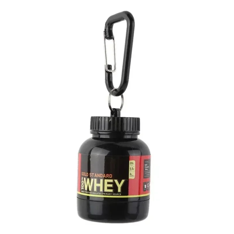 Conteneur portable de poudre protéinée, pilulier, porte-clés protéiné, nutrition sportive, bouteille d'eau, gobelet de supplément de protéines de lactosérum de sport