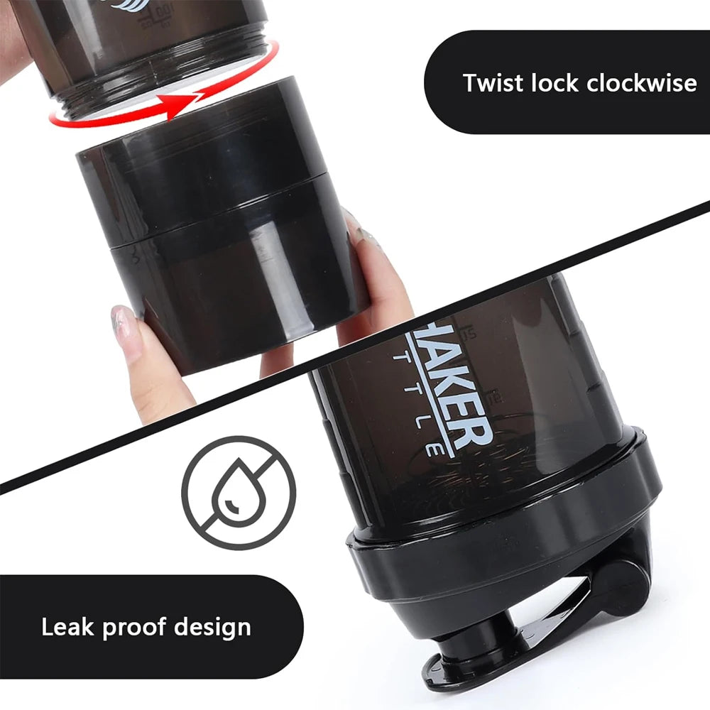 Bouteille Shaker Protéines Premium 590 ml, avec Agitateur Métallique, Idéale pour les Shakes Protéinés et les Boissons Pré-Entraînement