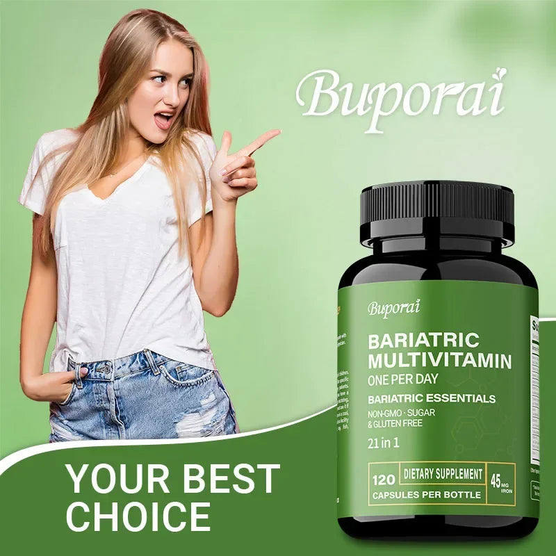Bariatric multivitamin one per day 120-count bottle for 4 months of support.