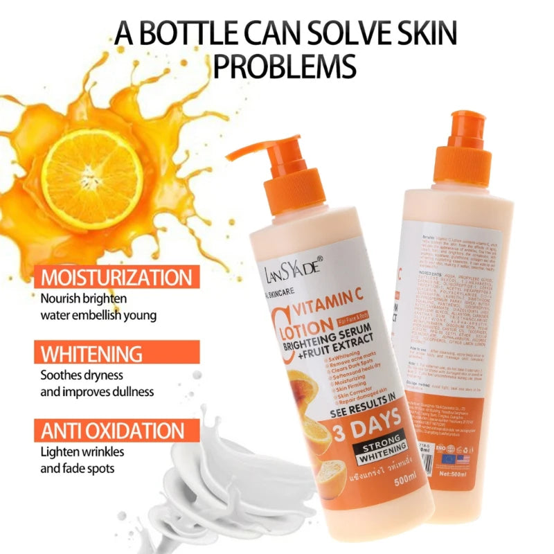 Lotion corporelle à la vitamine C Hydratante Nourrissante Crème corporelle Réparatrice Soin de la peau Anti-crevasses Éclaircissante Crème nourrissante Soin corporel