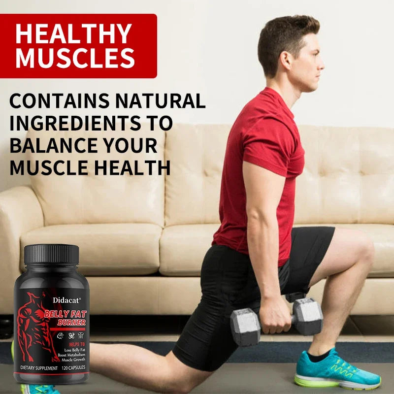 Didacat Brûleur de Graisse Abdominale pour Hommes - Brûle la Graisse du Ventre, Raffermit les Abdos, Stimule la Croissance Musculaire, le Métabolisme - Sans Caféine